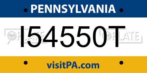 I54550T Pennsylvania License Plate