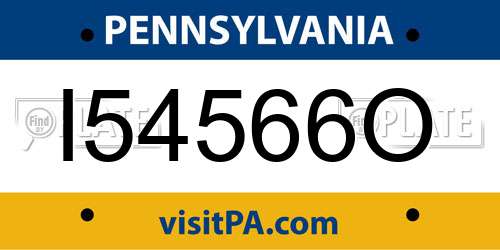 I54566O Pennsylvania License Plate