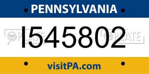 I545802 Pennsylvania License Plate