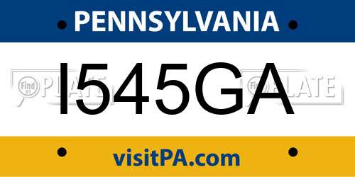 I545GA Pennsylvania License Plate