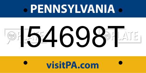 I54698T Pennsylvania License Plate