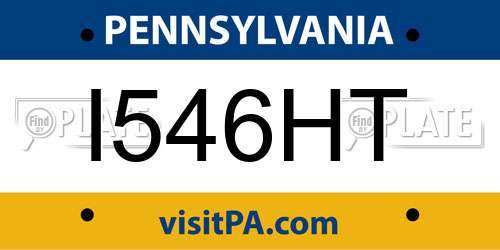 I546HT Pennsylvania License Plate