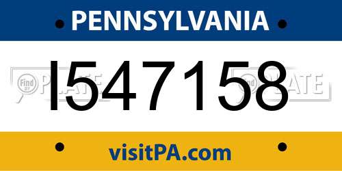 I547158 Pennsylvania License Plate