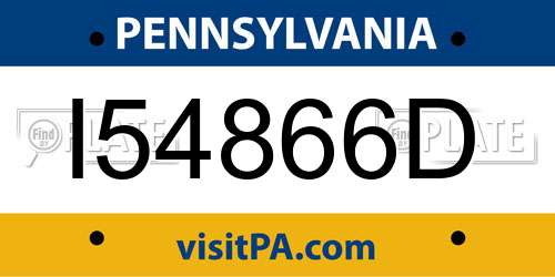 I54866D Pennsylvania License Plate