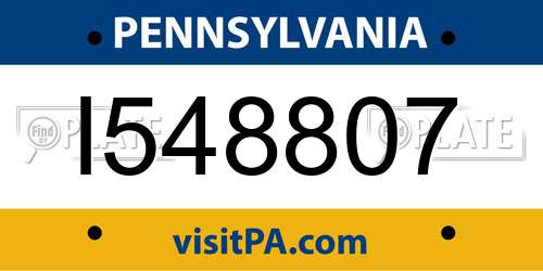 I548807 Pennsylvania License Plate