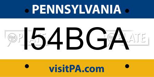 I54BGA Pennsylvania License Plate