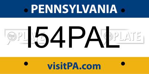 I54PAL Pennsylvania License Plate