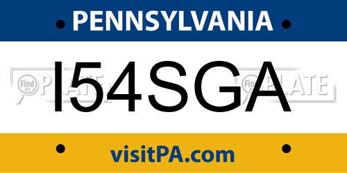 I54SGA Pennsylvania License Plate