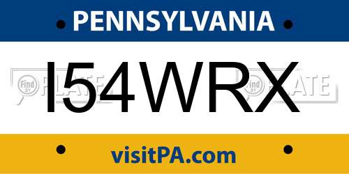 I54WRX Pennsylvania License Plate