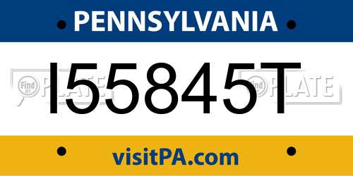 I55845T Pennsylvania License Plate