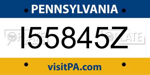 I55845Z Pennsylvania License Plate