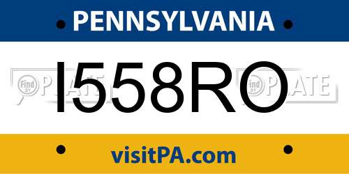 I558RO Pennsylvania License Plate