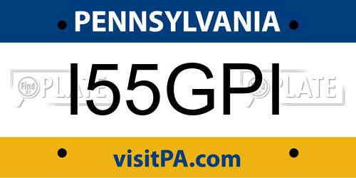 I55GPI Pennsylvania License Plate