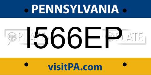 I566EP Pennsylvania License Plate
