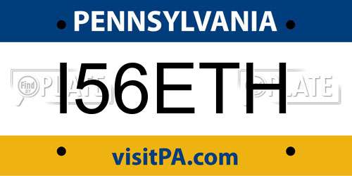 I56ETH Pennsylvania License Plate