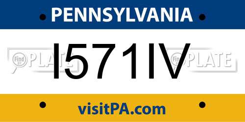 I571IV Pennsylvania License Plate