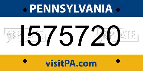 I575720 Pennsylvania License Plate
