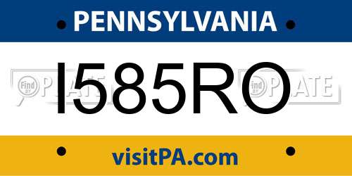 I585RO Pennsylvania License Plate