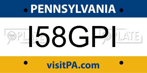 I58GPI Pennsylvania License Plate