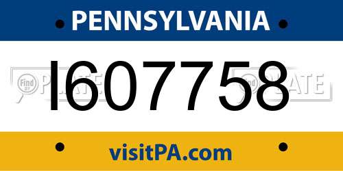 I607758 Pennsylvania License Plate