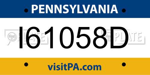 I61058D Pennsylvania License Plate