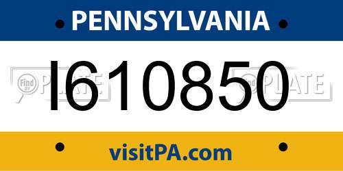 I610850 Pennsylvania License Plate