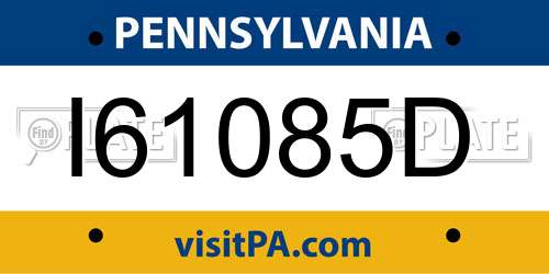 I61085D Pennsylvania License Plate