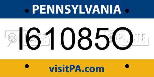 I61085O Pennsylvania License Plate