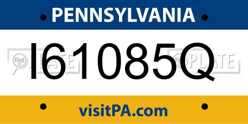 I61085Q Pennsylvania License Plate