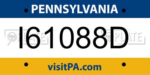 I61088D Pennsylvania License Plate