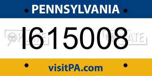 I615008 Pennsylvania License Plate