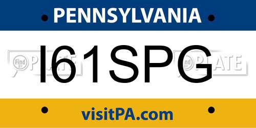 I61SPG Pennsylvania License Plate