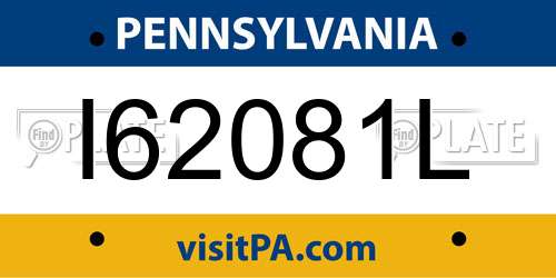I62081L Pennsylvania License Plate