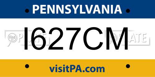 I627CM Pennsylvania License Plate