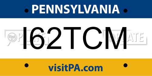 I62TCM Pennsylvania License Plate