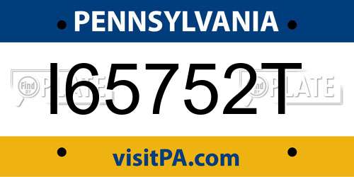 I65752T Pennsylvania License Plate