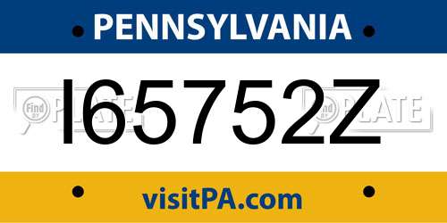 I65752Z Pennsylvania License Plate