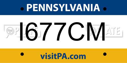 I677CM Pennsylvania License Plate