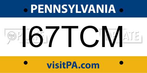 I67TCM Pennsylvania License Plate