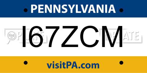 I67ZCM Pennsylvania License Plate