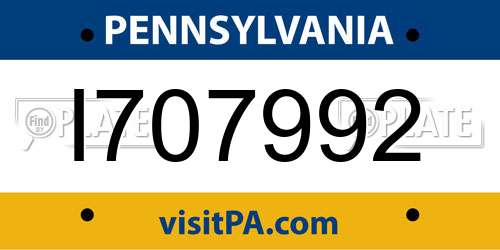 I707992 Pennsylvania License Plate