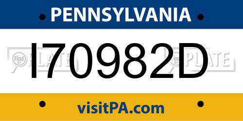 I70982D Pennsylvania License Plate