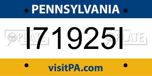 I71925I Pennsylvania License Plate