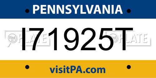 I71925T Pennsylvania License Plate