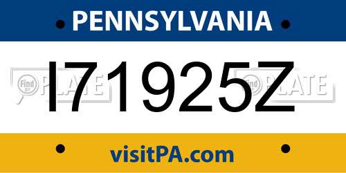 I71925Z Pennsylvania License Plate
