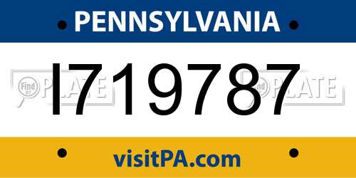 I719787 Pennsylvania License Plate