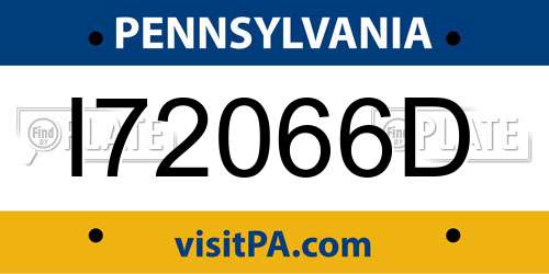 I72066D Pennsylvania License Plate