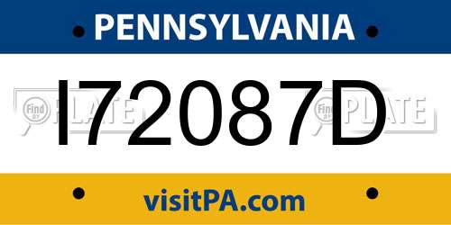I72087D Pennsylvania License Plate