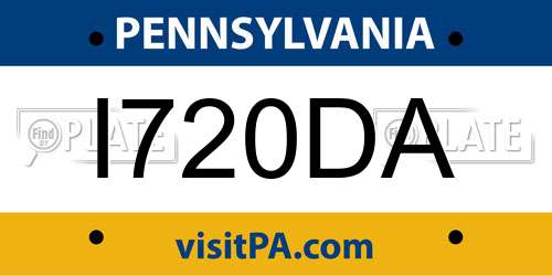 I720DA Pennsylvania License Plate