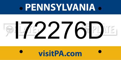 I72276D Pennsylvania License Plate
